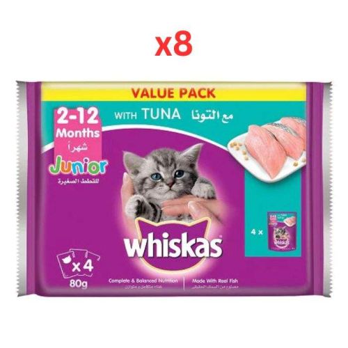 Whiskas Junior With Tuna Wet Kitten Food - Tuna 4X80G (Pack of 8)