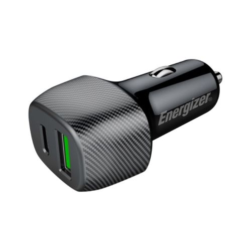 Energizer 38W Car Charger, 1 USB-C Port & 1 USB-A Port - Black
