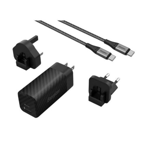Energizer 90W Dual Wall Charger With Type-C Cable - Black