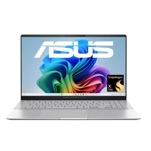 Asus Vivobook S15 Laptop, 15.6inch 2.8K WQHD Plus 16:9 OLED Display, Snapdragon X Elite X1E-78-100 Processor, 16GB RAM, 1TB SSD, Windows 11 Home, Cool Silver