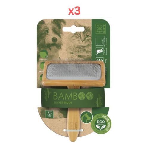 M-Pets Bamboo Slicker Brush Medium (Pack of 3)