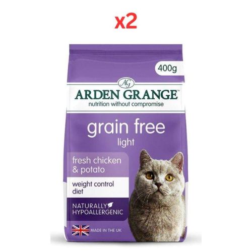 Arden Grange Grain Free Light Fresh Chicken & Potato Dry Cat Food 400g (Pack of 2)