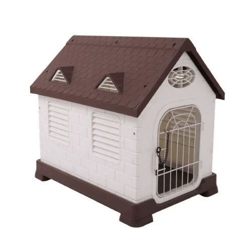 Cozy Paws Plastic Dog House With Door - 65X47X66Cm Coffee
