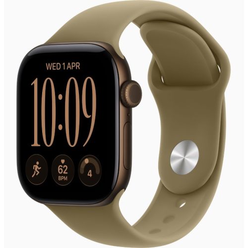 Apple Watch Series 12, GPS + Cellular, 42mm, Dark Bronze Aluminum Case with Olive Sport Band - M/L