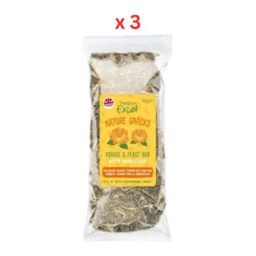 Burgess Excel Forage & Feast Hay Bar Marigold Small Pet Treats 60G (Pack Of 3) 