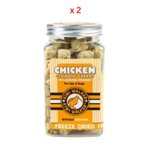 Kiwi Walker Freeze Dried Chicken Spinach Pumpkin Dog & Cat Treats 100G (Pack Of 2)