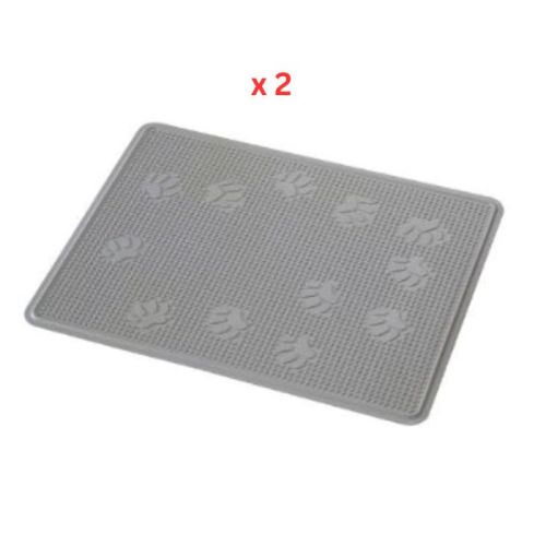 Ebi Cat Litter Rubber Mat - Grey 33X43cm (Pack of 2)