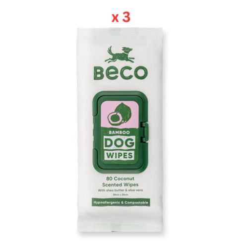 Beco Bamboo Coconut Scented Dog Wipes Pack Of 3