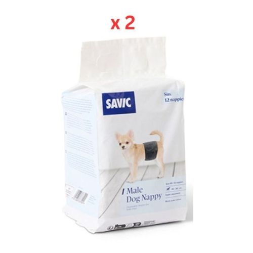Savic Male Nappy Disposable Dog Diapers 12pcs - X-Small Pack Of 2