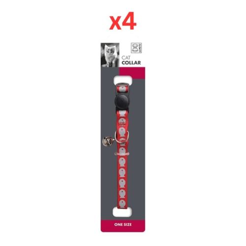 M-Pets Reflective Cat Collar Red (Pack of 4)