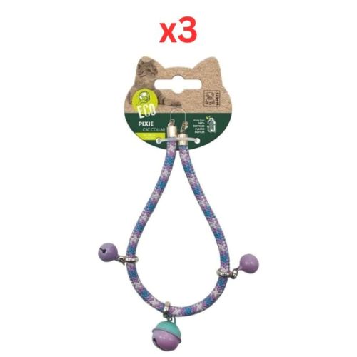 M-Pets Pixie Cat Eco Collar Purple & Teal (Pack of 3)