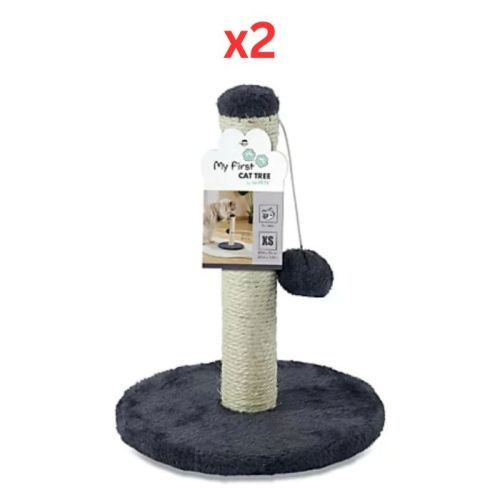 M-Pets My First Cat Tree Pompom Dark Grey (Pack of 2)