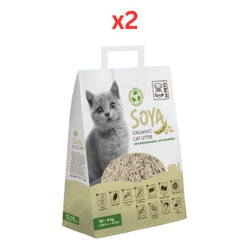 M-Pets Soya Organic Cat Litter Non Scented 10L – 100% Biodegradable (Pack of 2)