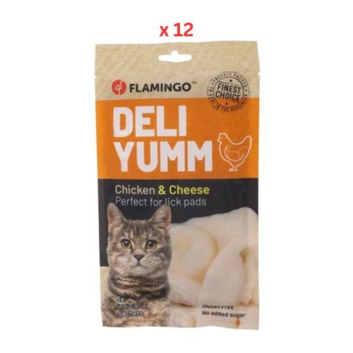 Flamingo Deli Yumm Fresh Meat Snack Chicken & Cheese Cat Treats 70G (Pack Of 12)