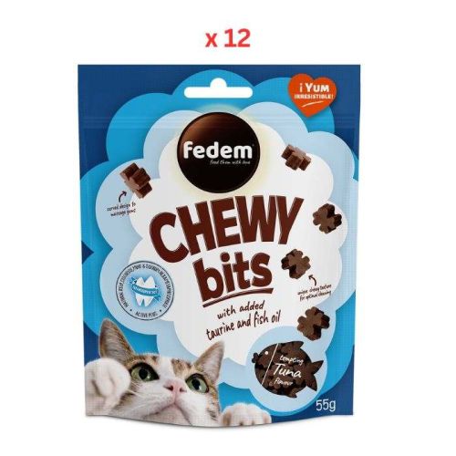 Fedem Chewy Bits for Cats Tempting Tuna Flavour 55g Pack Of 12