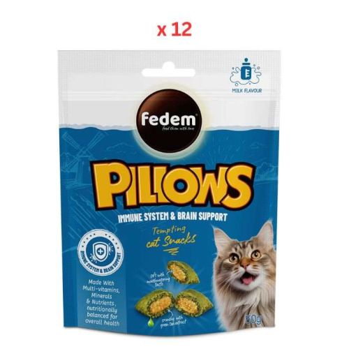 Fedem Pillows Cat Treats Milk Flavour 50g Pack Of 12