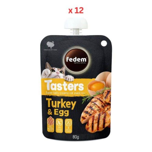 Fedem Tasters Creamy Cat Snack – Turkey & Egg 80g Pack Of 12
