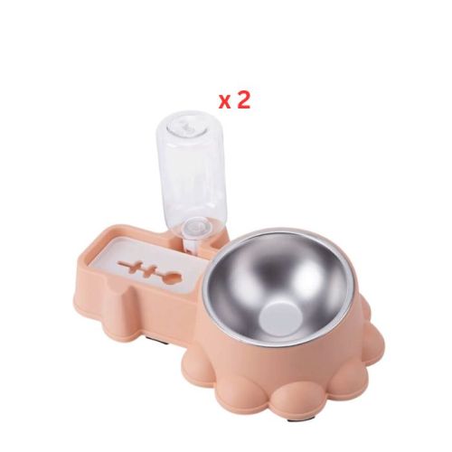 Cozy Paws Automatic Dual Pet Feeder & Water Dispenser 32×20.8×9.2cm, Pink, Pack Of 2