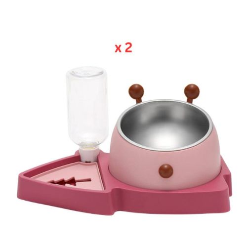 Cozy Paws 2 in 1 Water and Food Dispenser, 31.5x20cm, Pink, Pack Of 2