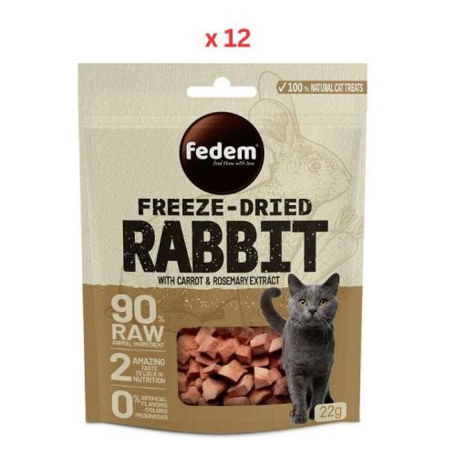 Fedem Freeze-Dried Cat Treat Rabbit & Carrot 22g Pack Of 12
