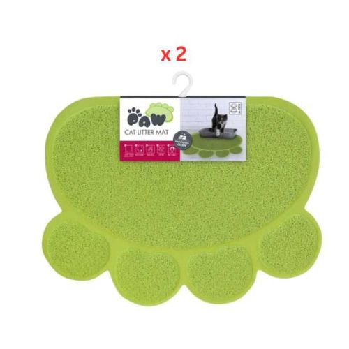 M-Pets Paw Cat Litter Mat Green Pack Of 2