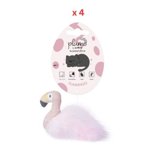 M-Pets Plume Flamingo Catnip Cat Toy Pack Of 4