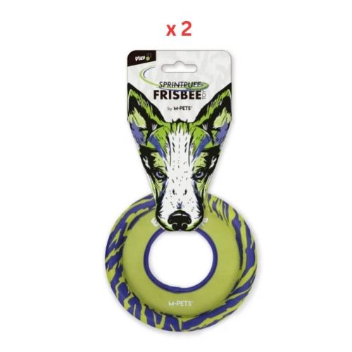 M-Pets Sprintpuff Frisbee Dog Toy Green-Purple Pack Of 2
