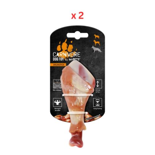 M-Pets Carnivore Drumstick Bacon Flavour Dog Toy Pack Of 2