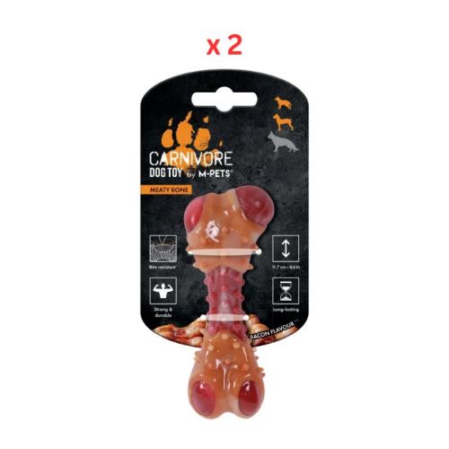 M-Pets Carnivore Meaty Bone S Bacon Flavour Dog Toy Pack Of 2
