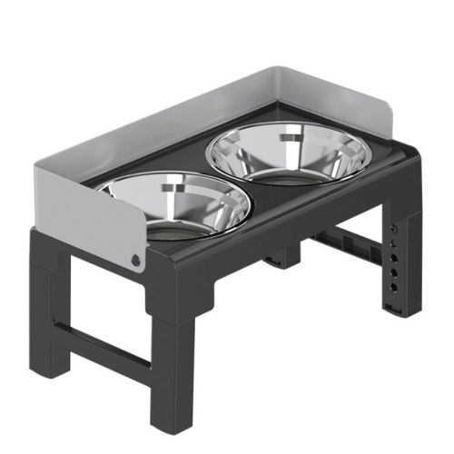 Pakeway Stainless Steel Elevated Double Dog Bowl 42.4X22.8X22 Cm - Grey