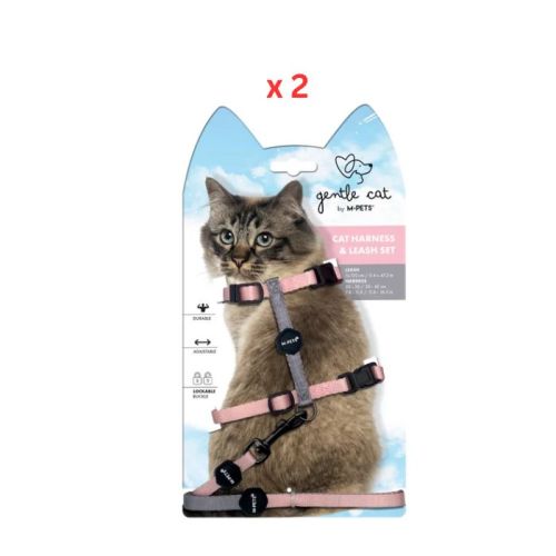 M-Pets Gentle Cat Harness & Leash Set Blush Pink Pack Of 2