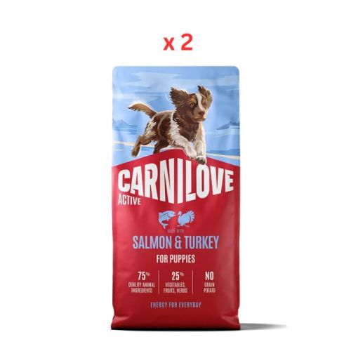 Carnilove Active Salmon & Turkey for Puppies Dry Dog Food 1.5kg Pack Of 2