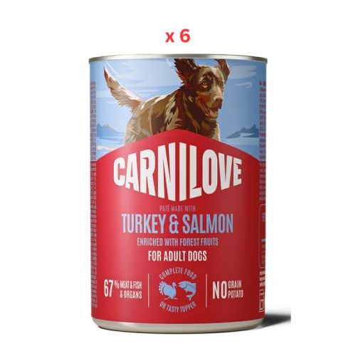 Carnilove Turkey & Salmon Pate Can Wet Dog Food 400g Pack Of 6