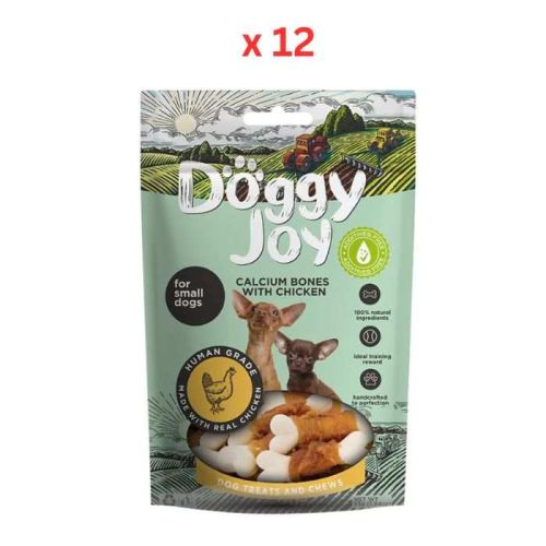 Doggy Joy Calcium Bones with Chicken Dog Treats 55g Pack Of 12