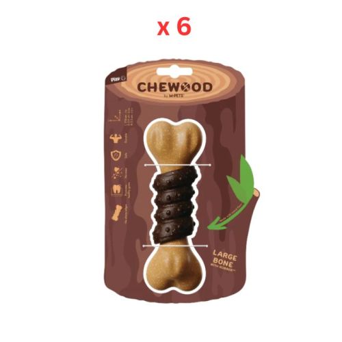 M-Pets Chewood Large Bone with Rubber Dog Toy Pack Of 6