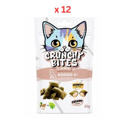 M-Pets Crunchy Bites with Function Cat Treat – Ageing 5+ 60g Pack Of 12