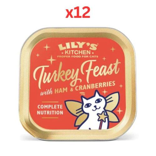 Lily's Kitchen Cat Christmas Turkey and Ham Feast 85G (Pack of 12)