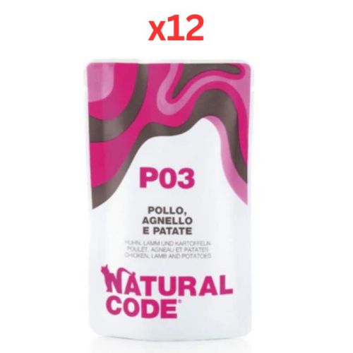 Natural Code Chicken Lamb & Potatoes Soft Jelly Wet Cat Food 70G (Pack of 12)