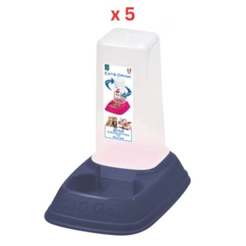 Georplast Eat & Drink Dispenser Mini 0.7L - Navyblue (Pack of 5)