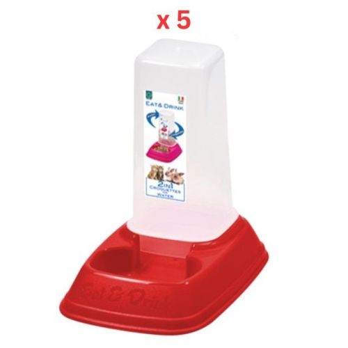 Georplast Eat & Drink Dispenser Mini 0.7L - Red (Pack of 5)