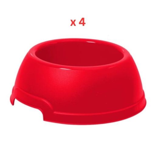 Georplast Lucky Plastic Antislip Pet Bowl XL - Red (Pack of 4)