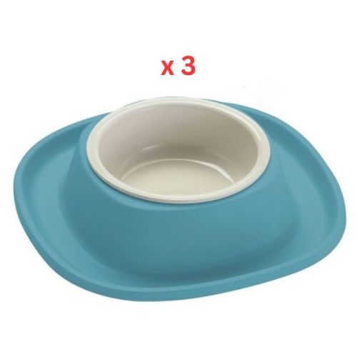 Georplast Soft Touch Plastic Single Bowl Large - Blue (Pack of 3)