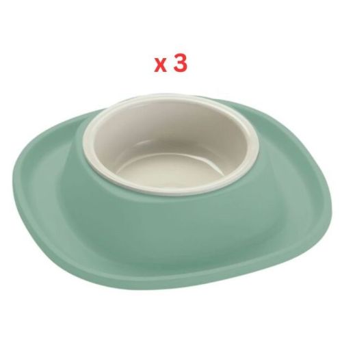 Georplast Soft Touch Plastic Single Bowl Large - Green (Pack of 3)