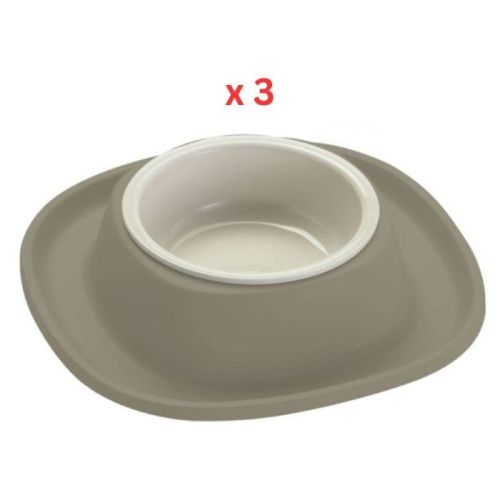 Georplast Soft Touch Plastic Single Bowl Large - Grey (Pack of 3)