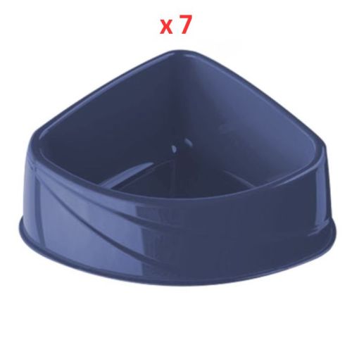 Georplast Corner Plastic Pet Bowl Large - Navyblue (Pack of 7)