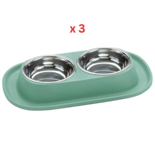 Georplast Soft Touch Stainless Steel Double Bowl - Green (Pack of 3)