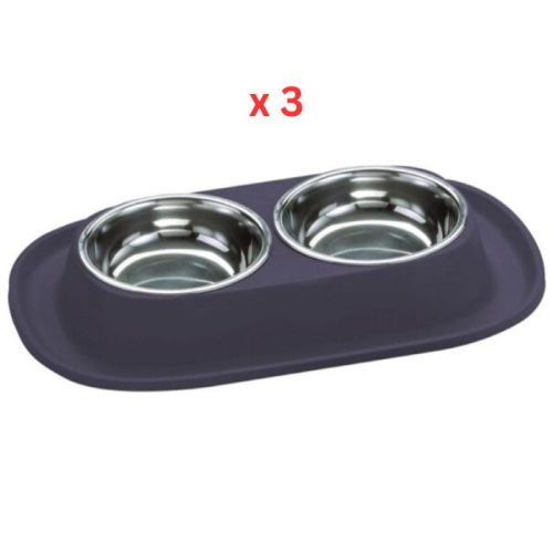 Georplast Soft Touch Stainless Steel Double Bowl - Navyblue (Pack of 3)