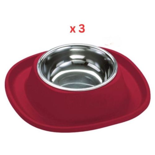 Georplast Soft Touch Stainless Steel Single Bowl Large - Red (Pack of 3)