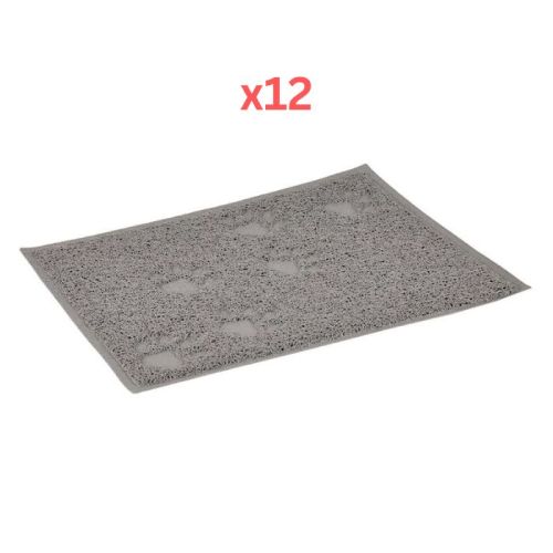 Flamingo Tumbi Rectangular Cat Litter Tray Mat - Grey (Pack of 2)