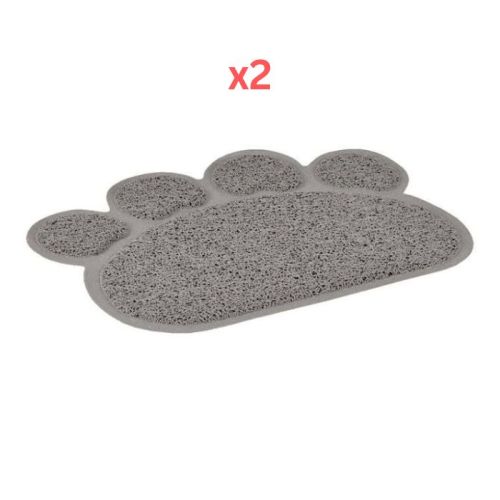 Flamingo Pitou Matti Paw Cat Litter Tray Mat Grey - Large (Pack of 2)